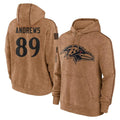 tocy B.Ravens #89 Mark Andrews Player Brown Salute to Service Pullover Hoodie Stitched Jerseys