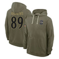 tocy B.Ravens #89 Mark Andrews Player Olive Salute to Service Hoodie Stitched Jerseys