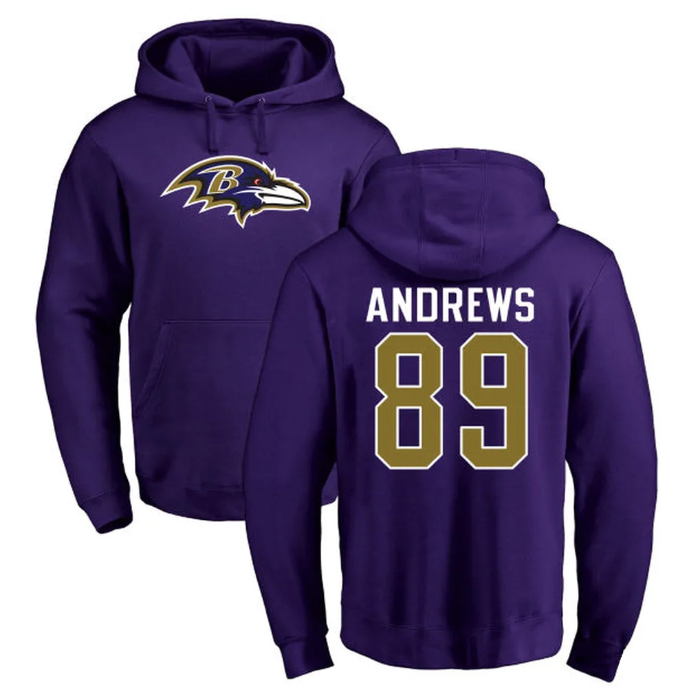 tocy B.Ravens #89 Mark Andrews Player Purple Salute to Service Pullover Hoodie Stitched Jerseys