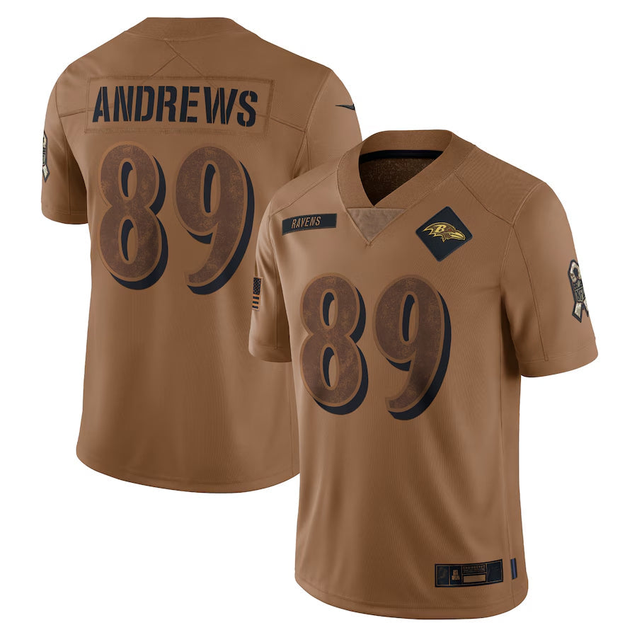 tocy B.Ravens #89 Mark Andrews Player Brown Salute To Service Limited  Stitched Jerseys