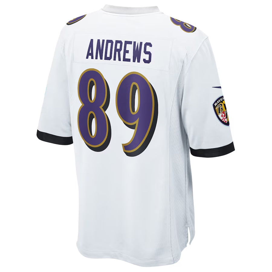 tocy B.Ravens #89 Mark Andrews Player White Replica Game Stitched Jerseys