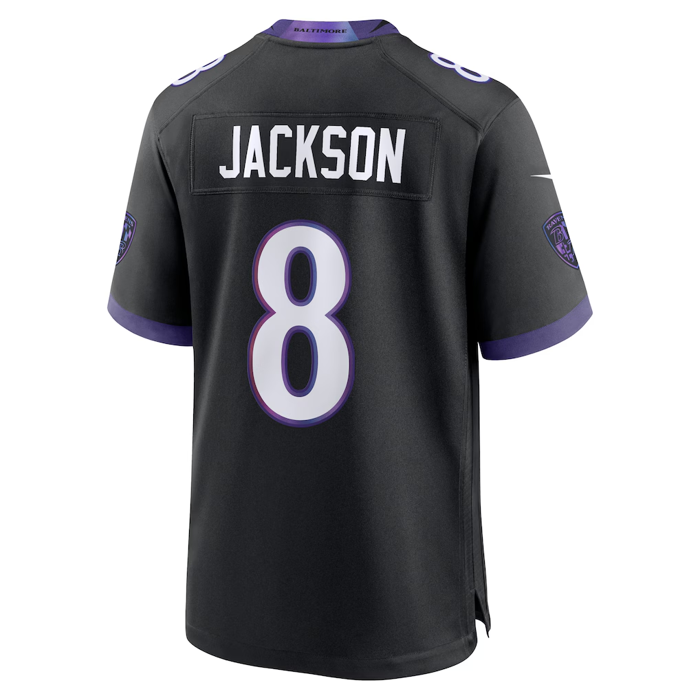 tocy B.Ravens #8 Lamar Jackson Black Alternate Game Stitched Jerseys
