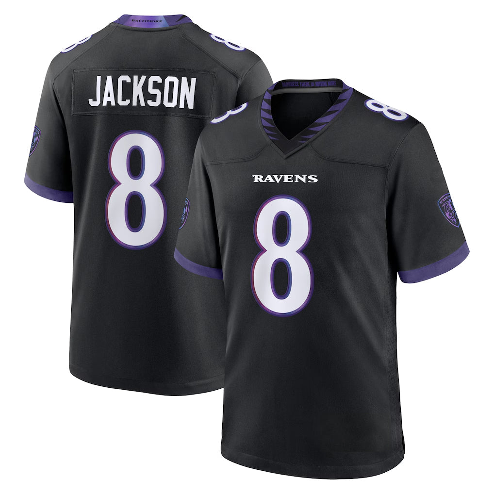 tocy B.Ravens #8 Lamar Jackson Player Black Home Game Stitched Jerseys