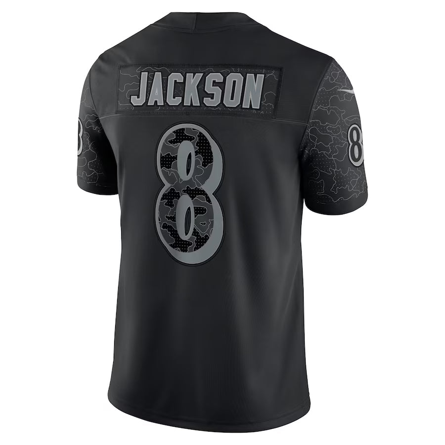tocy B.Ravens #8 Lamar Jackson Player Black REFLECTIVE Limited Stitched Jerseys