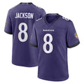 tocy B.Ravens #8 Lamar Jackson Player Purple Home Game Stitched Jerseys