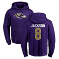 tocy B.Ravens #8 Lamar Jackson Player Purple Salute to Service Pullover Hoodie Stitched Jerseys