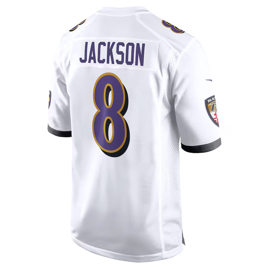 tocy B.Ravens #8 Lamar Jackson Player White Alternate Game Stitched Jerseys