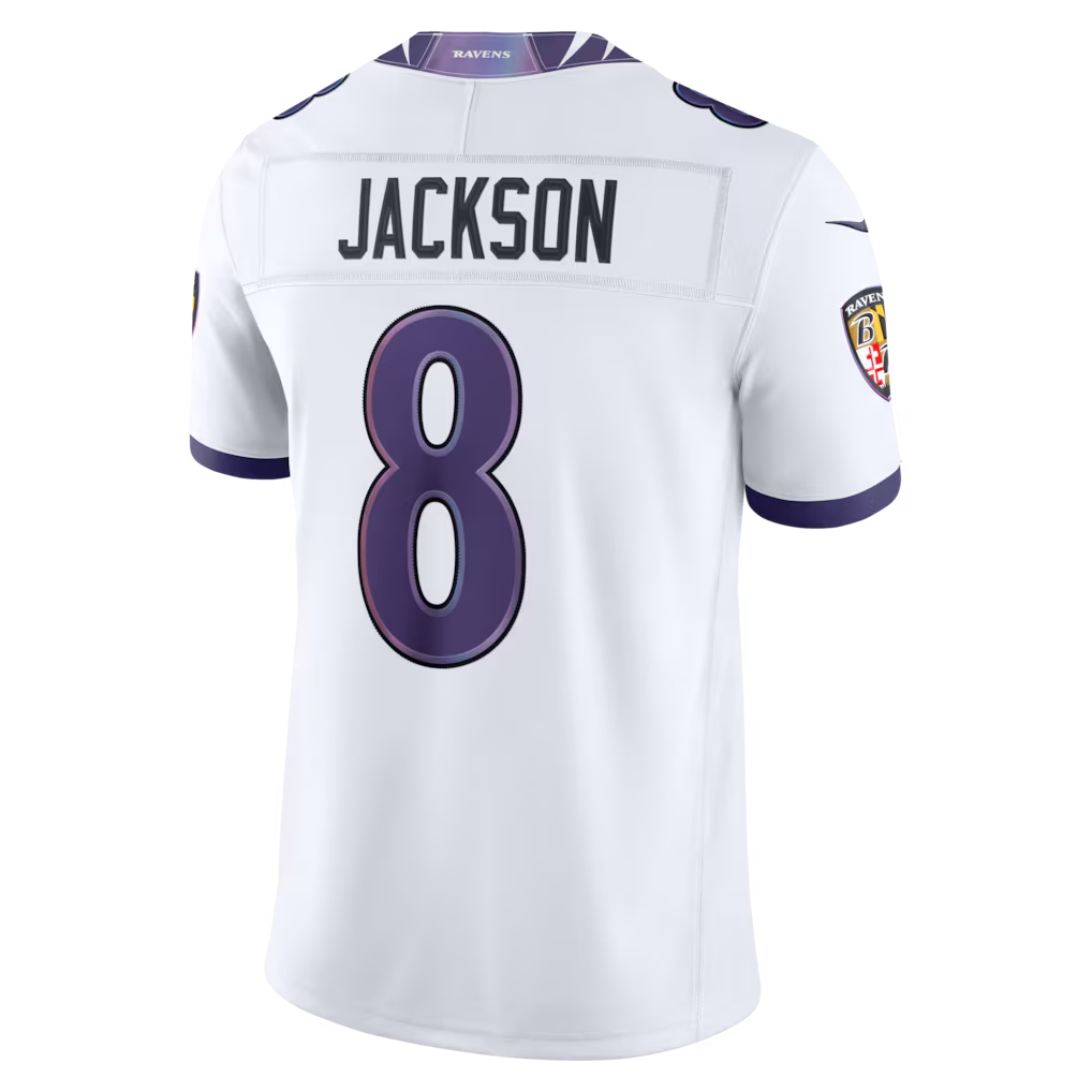 tocy B.Ravens #8 Lamar Jackson White Vapor F.U.S.E. Stitched Limited Jerseys