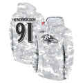 tocy B.Ravens #91 Trey Hendrickson Player Arctic Camo Salute To Service Hoodie Stitched Jerseys