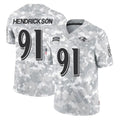tocy B.Ravens #91 Trey Hendrickson Player Arctic Camo Salute to Service Limited Stitched Jerseys