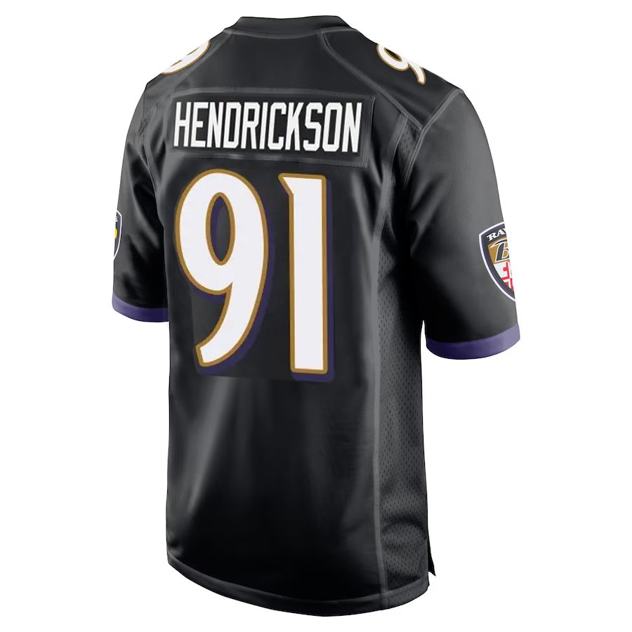 tocy B.Ravens #91 Trey Hendrickson Player Black Alternate Home Game Stitched Jerseys
