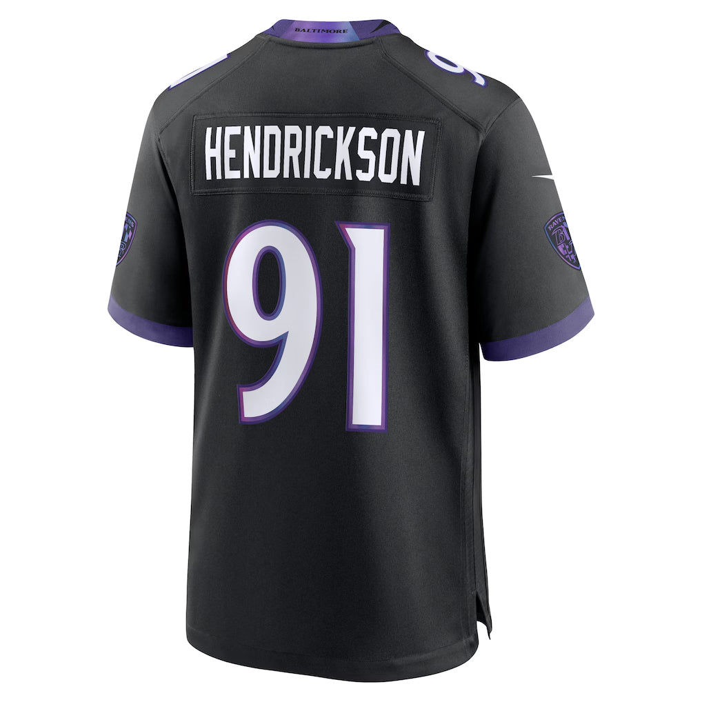 tocy B.Ravens #91 Trey Hendrickson Player Black Home Game Stitched Jerseys
