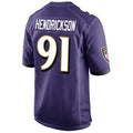 tocy B.Ravens #91 Trey Hendrickson Player Purple Alternate Home Game Stitched Jerseys