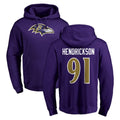 tocy B.Ravens #91 Trey Hendrickson Player Purple Salute to Service Pullover Hoodie Stitched Jerseys