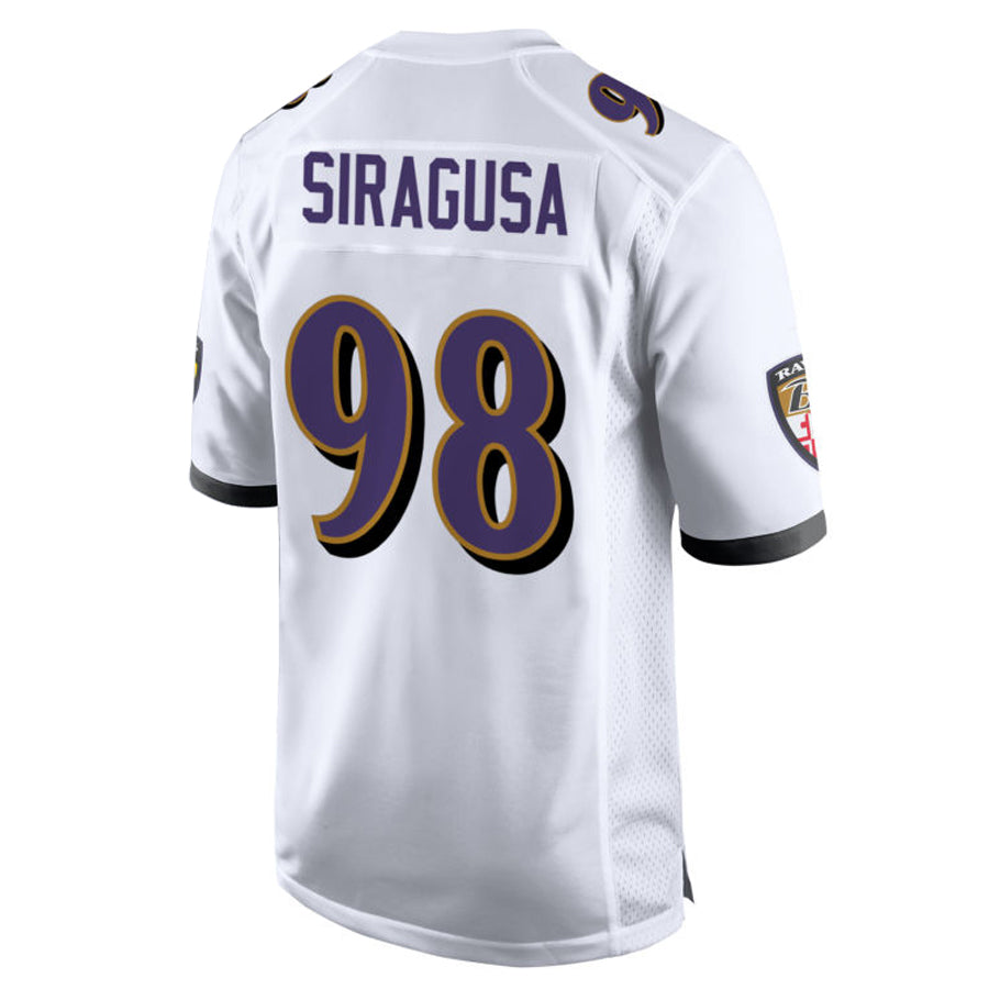 tocy B.Ravens #98 Tony Siragusa Player White Alternate Home Game Stitched Jerseys