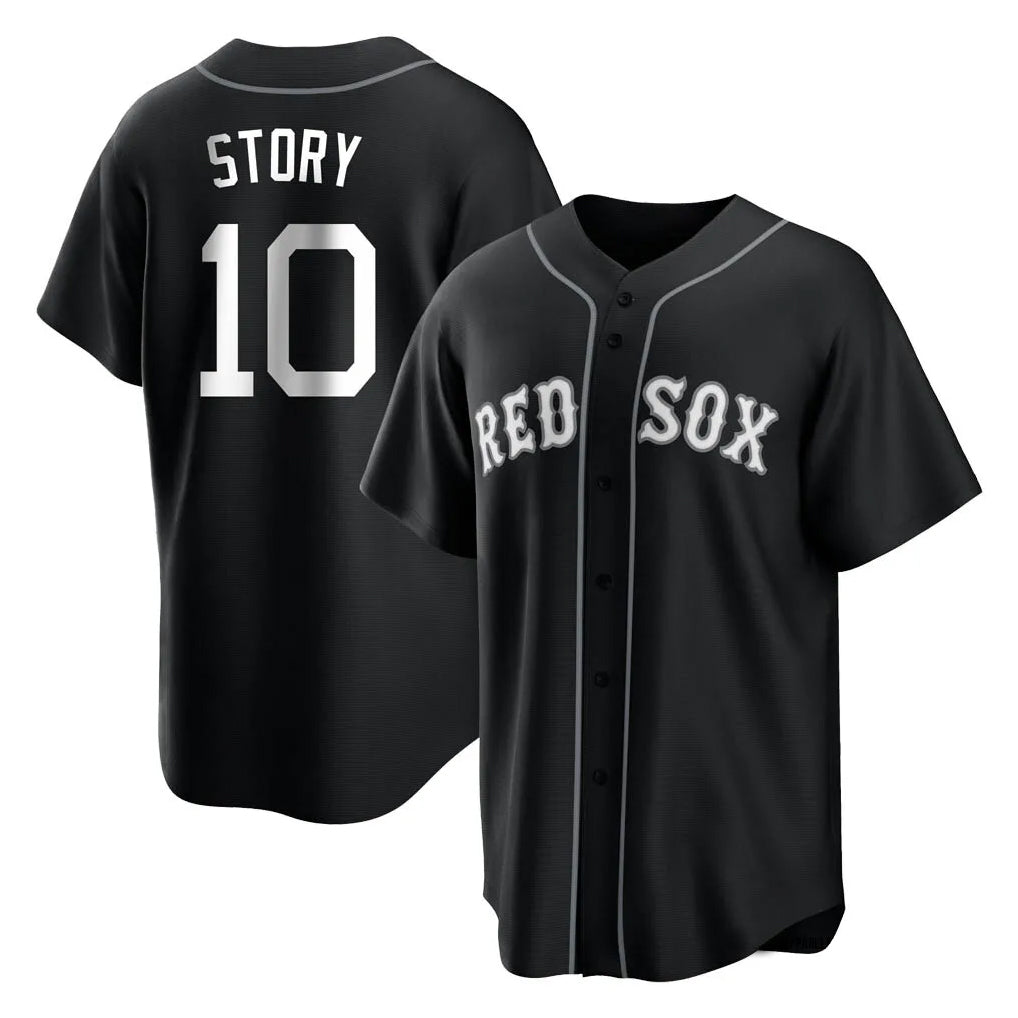 tocy B.Red Sox #10 Trevor Story Player Black Home Game Stitched Jerseys