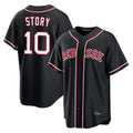 tocy B.Red Sox #10 Trevor Story Player Black Out Home Game Stitched Jerseys