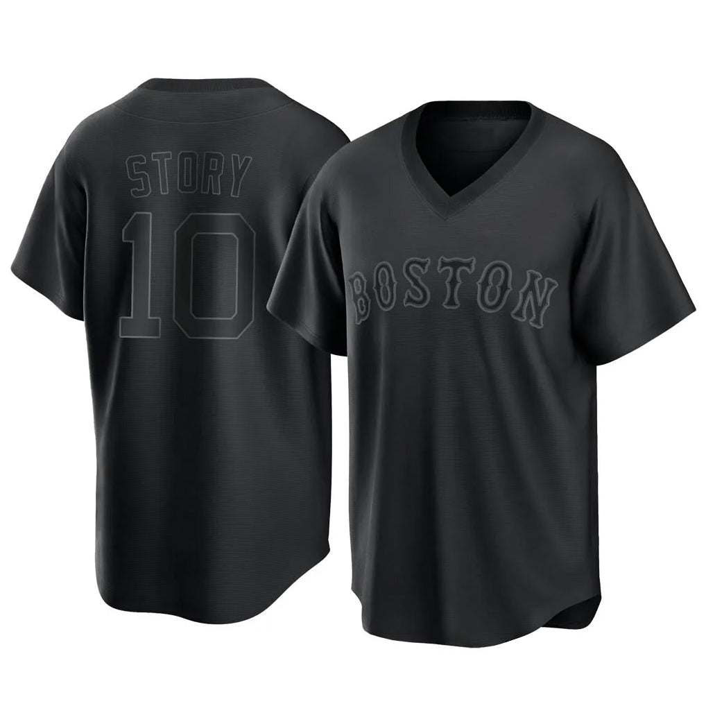 tocy B.Red Sox #10 Trevor Story Player Black T-shirt Home Game Stitched Jerseys