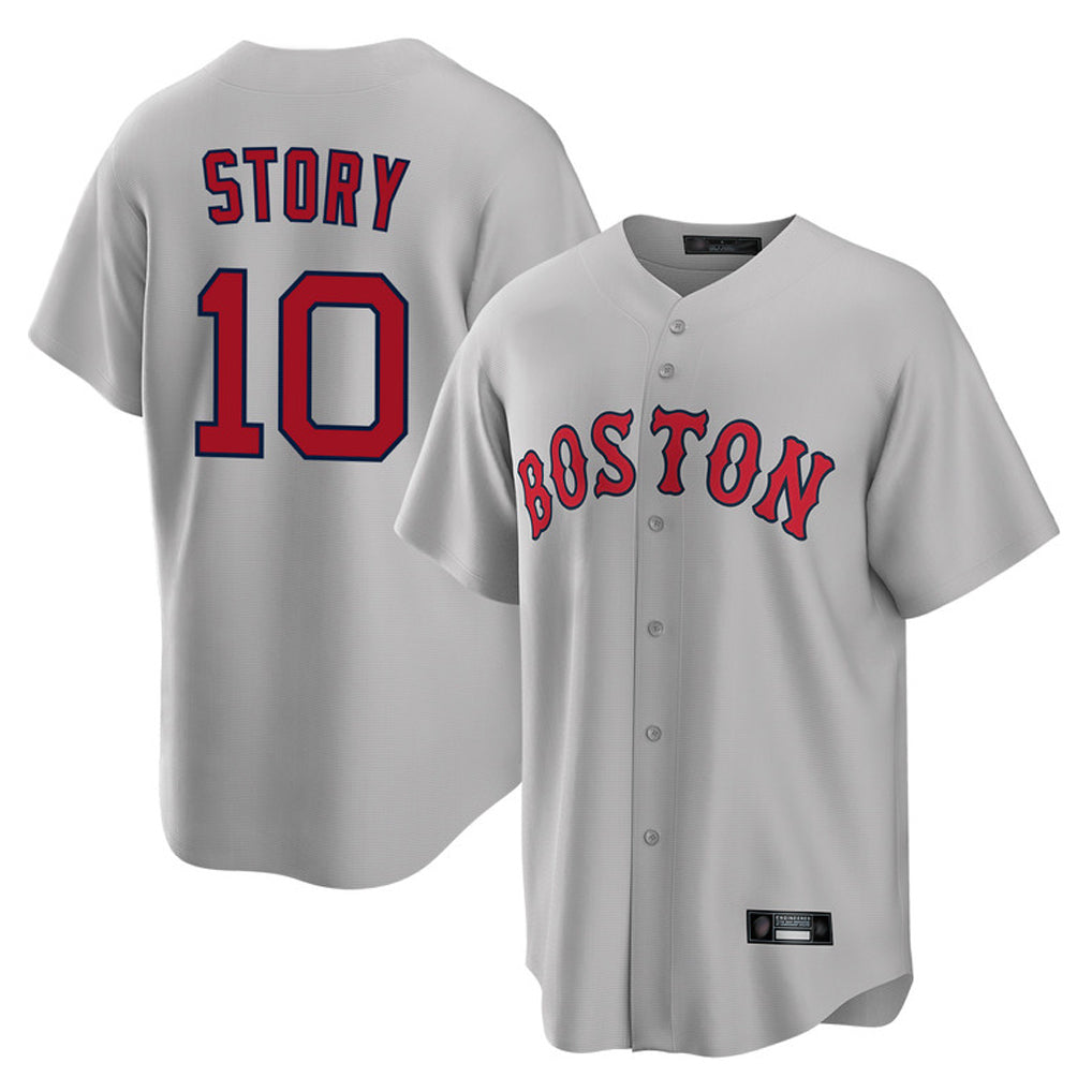 tocy B.Red Sox #10 Trevor Story Player Gray Road Home Game Stitched Jerseys