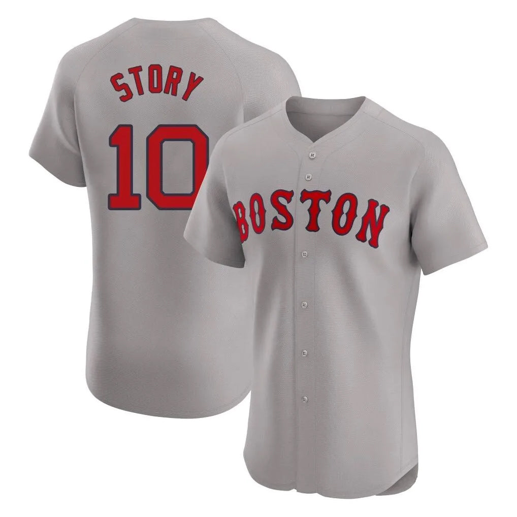 tocy B.Red Sox #10 Trevor Story Player Gray Road Limited Elite Home Game Stitched Jerseys