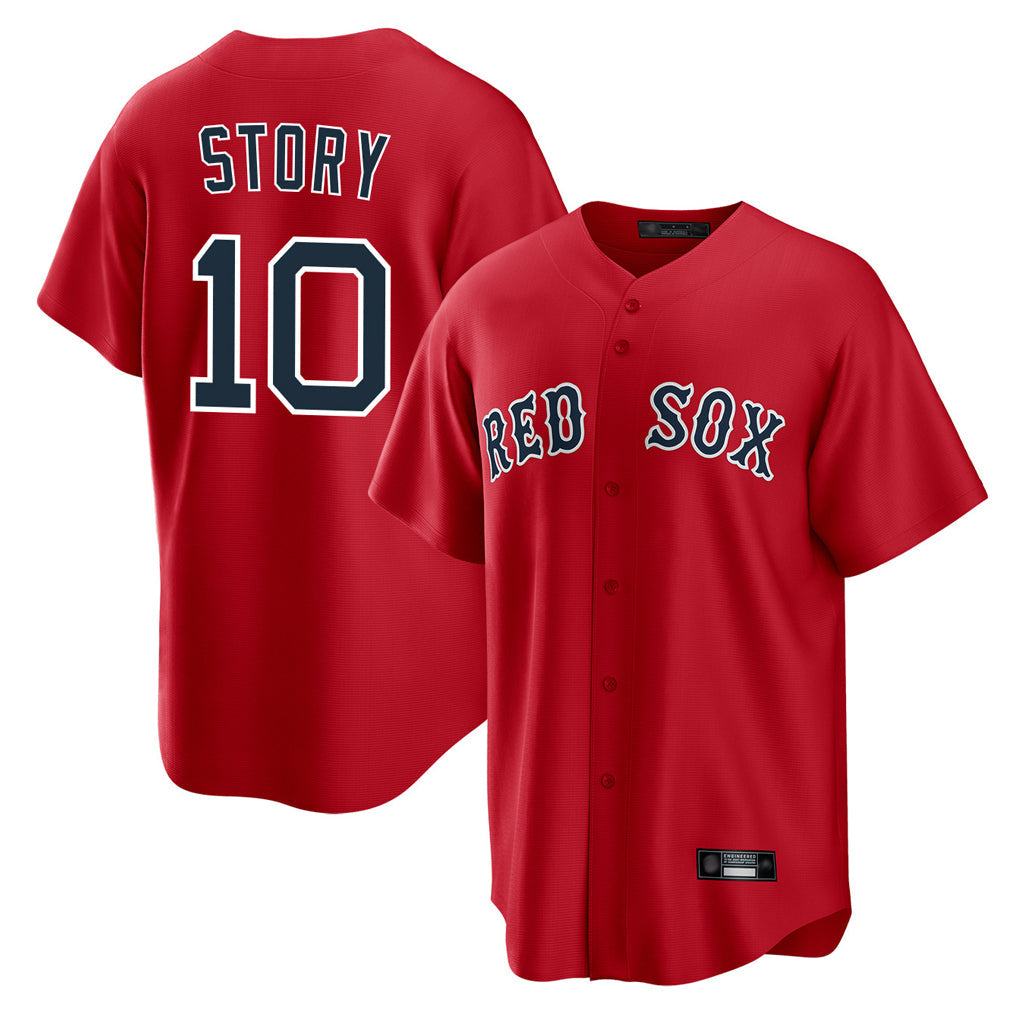 tocy B.Red Sox #10 Trevor Story Player Red Home Game Stitched Jerseys