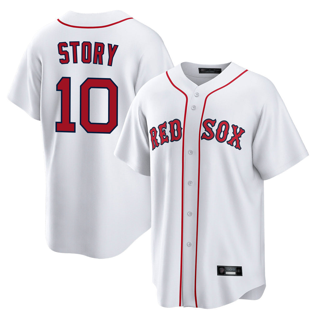 tocy B.Red Sox #10 Trevor Story Player White Home Game Stitched Jerseys