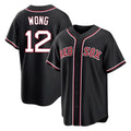 tocy B.Red Sox #12 Connor Wong Player Black Out Home Game Stitched Jerseys