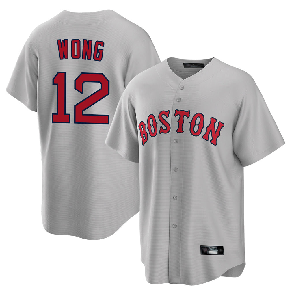 tocy B.Red Sox #12 Connor Wong Player Gray Road Home Game Stitched Jerseys