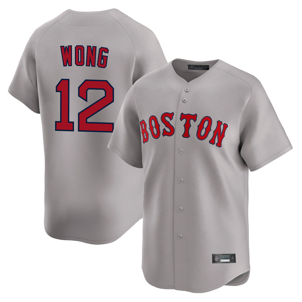 tocy B.Red Sox #12 Connor Wong Player Gray Road Limited Home Game Stitched Jerseys