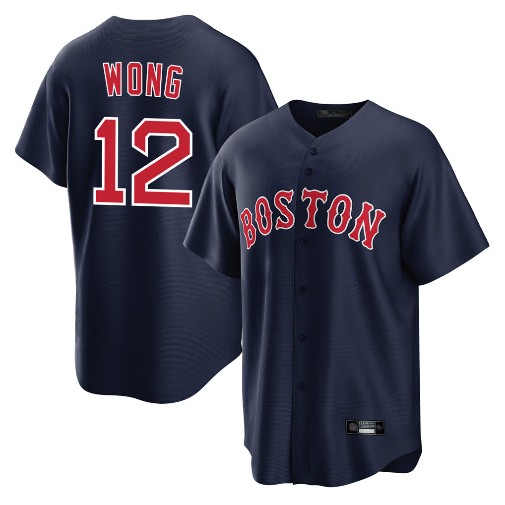 tocy B.Red Sox #12 Connor Wong Player Navy Home Game Stitched Jerseys