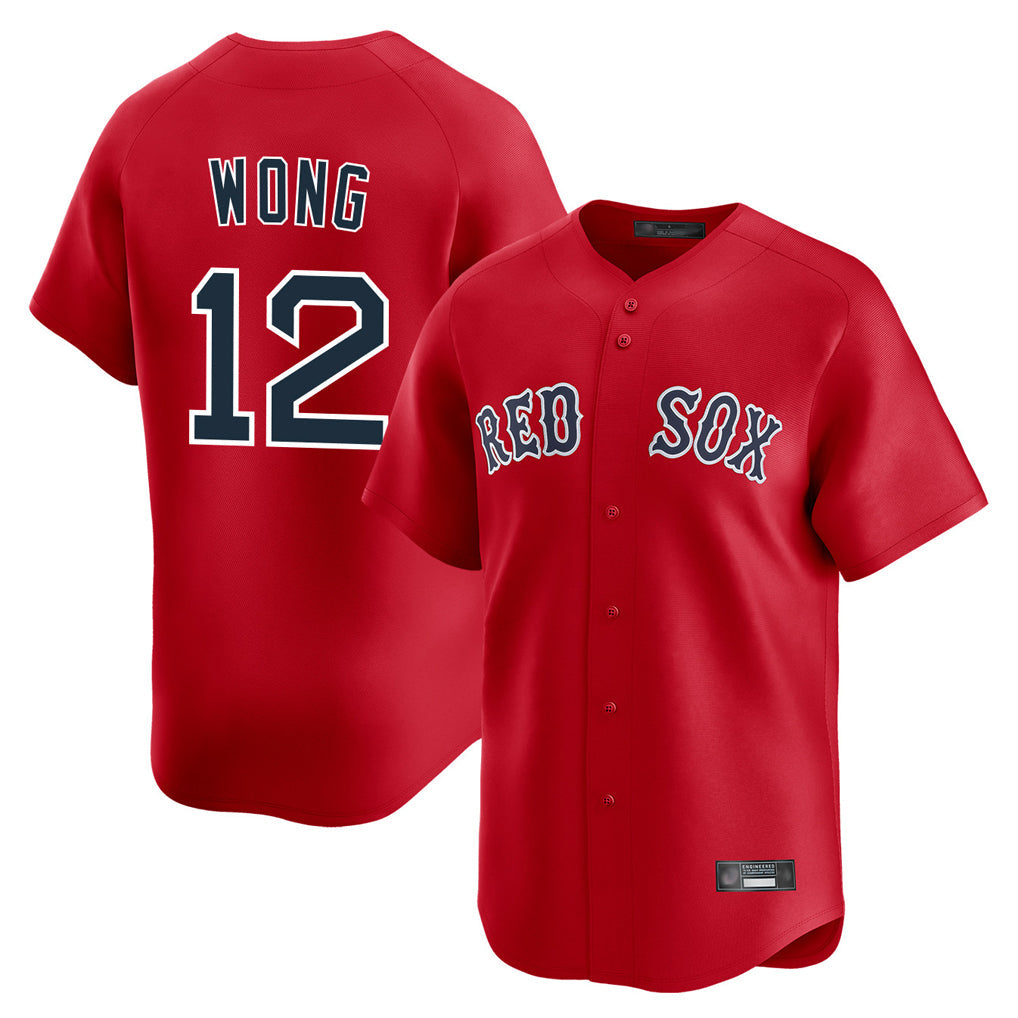 tocy B.Red Sox #12 Connor Wong Player Red Limited Home Game Stitched Jerseys