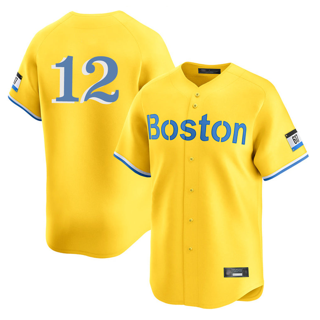 tocy B.Red Sox #12 Connor Wong Player Yellow Limited Home Game Stitched Jerseys