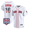 tocy B.Red Sox #16 Jarren Duran Player White USA 250 Fourth of July Limited Home Game Stitched Jerseys