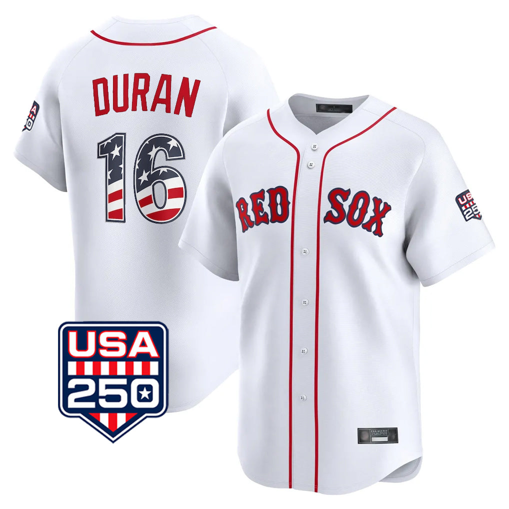 tocy B.Red Sox #16 Jarren Duran Player White USA 250 Fourth of July Limited Home Game Stitched Jerseys