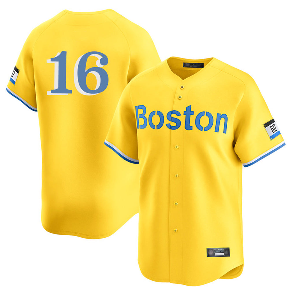 tocy B.Red Sox #16 Jarren Duran Player Yellow Limited Home Game Stitched Jersey