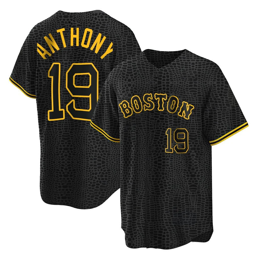 tocy B.Red Sox #19 Roman Anthony Player Black Snake Skin City Home Game Stitched Jerseys
