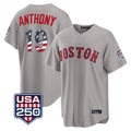 tocy B.Red Sox #19 Roman Anthony Player Gray Road USA 250 Fourth of July Home Game Stitched Jerseys