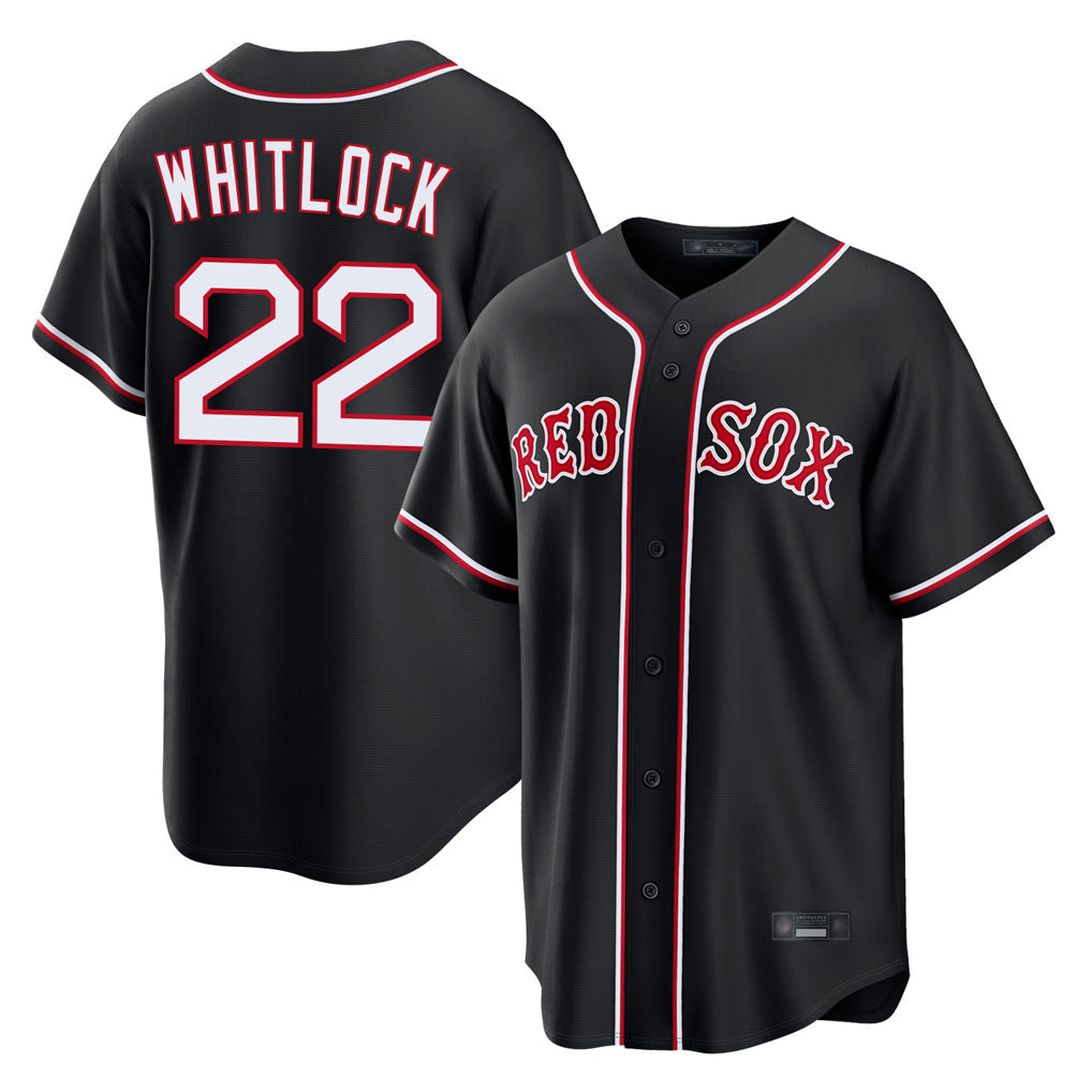 tocy B.Red Sox #22 Garrett Whitlock Player Black Out Home Game Stitched Jerseys