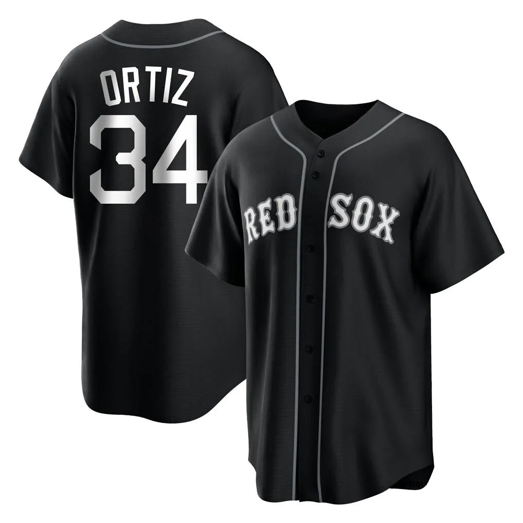 tocy B.Red Sox #34 David Ortiz Player Black Home Game Stitched Jerseys