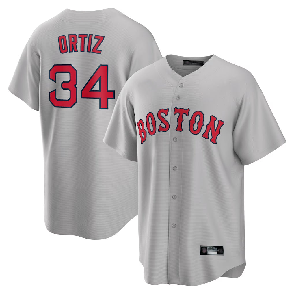 tocy B.Red Sox #34 David Ortiz Player Gray Road Home Game Stitched Jerseys