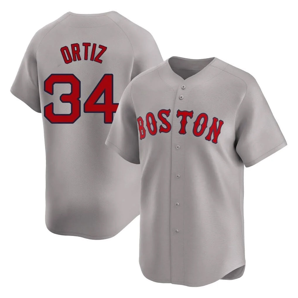 tocy B.Red Sox #34 David Ortiz Player Gray Road Limited Home Game Stitched Jerseys