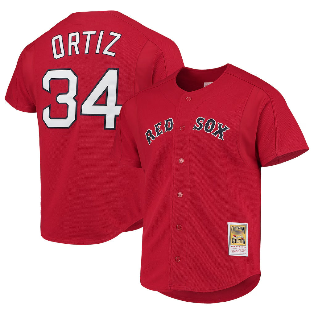 tocy B.Red Sox #34 David Ortiz Player Red Mitchell & Ness Cooperstown Collection Home Stitched Jerseys