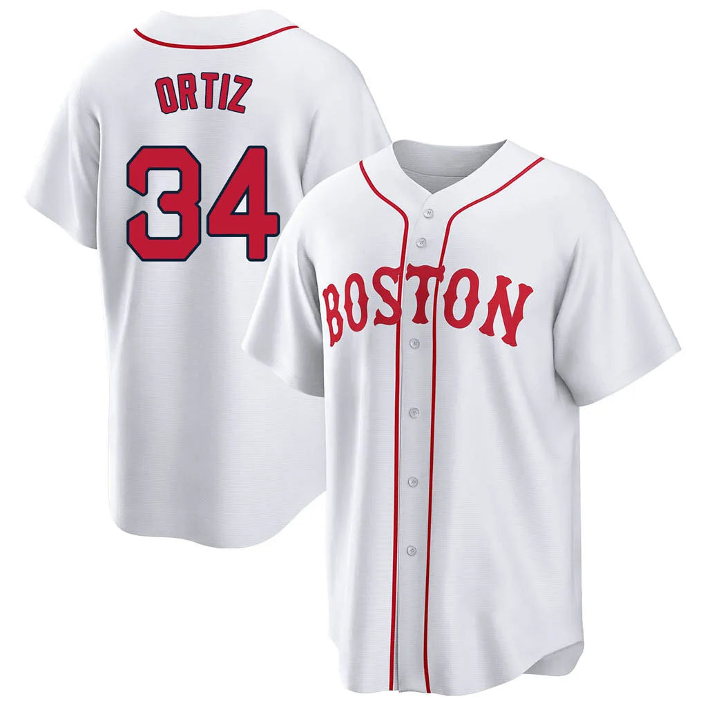 tocy B.Red Sox #34 David Ortiz Player White Game Home Stitched Jerseys