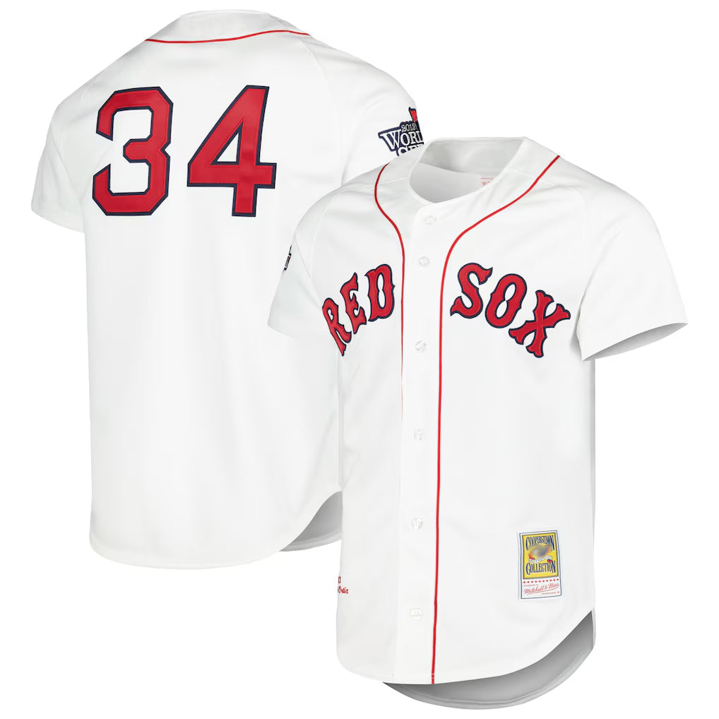 tocy B.Red Sox #34 David Ortiz Player White Mitchell & Ness Cooperstown Collection Mesh Home Stitched Jerseys