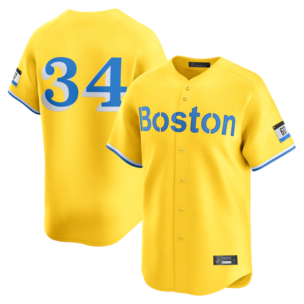 tocy B.Red Sox #34 David Ortiz Player Yellow Limited Home Game Stitched Jerseys