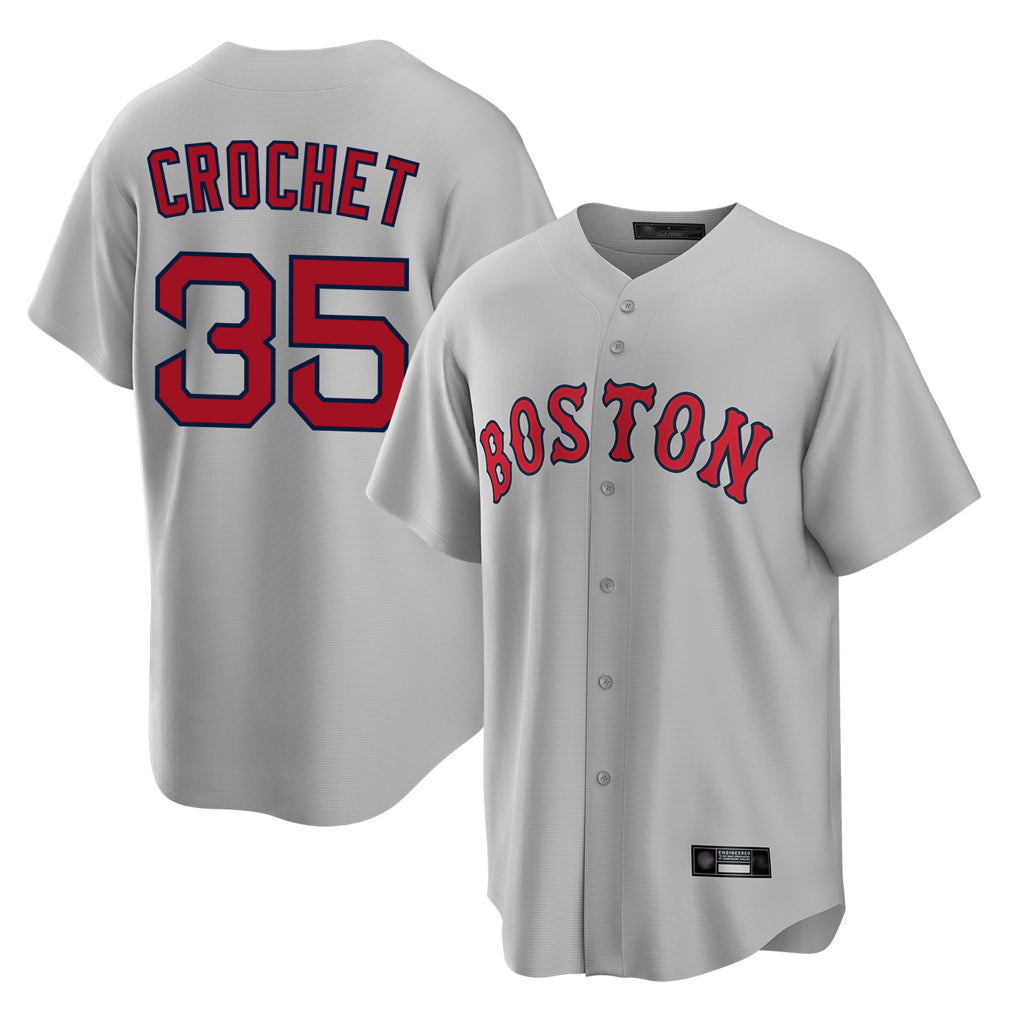 tocy B.Red Sox #35 Garrett Crochet Player Gray Road Home Game Stitched Jerseys