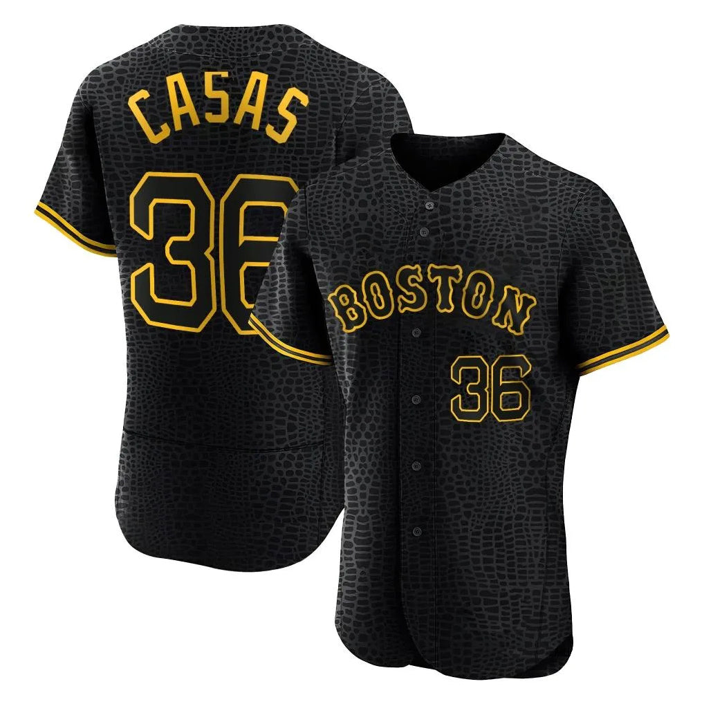 tocy B.Red Sox #36 Triston Casas Player Black Snake Skin City Limited Elite Home Stitched Jerseys