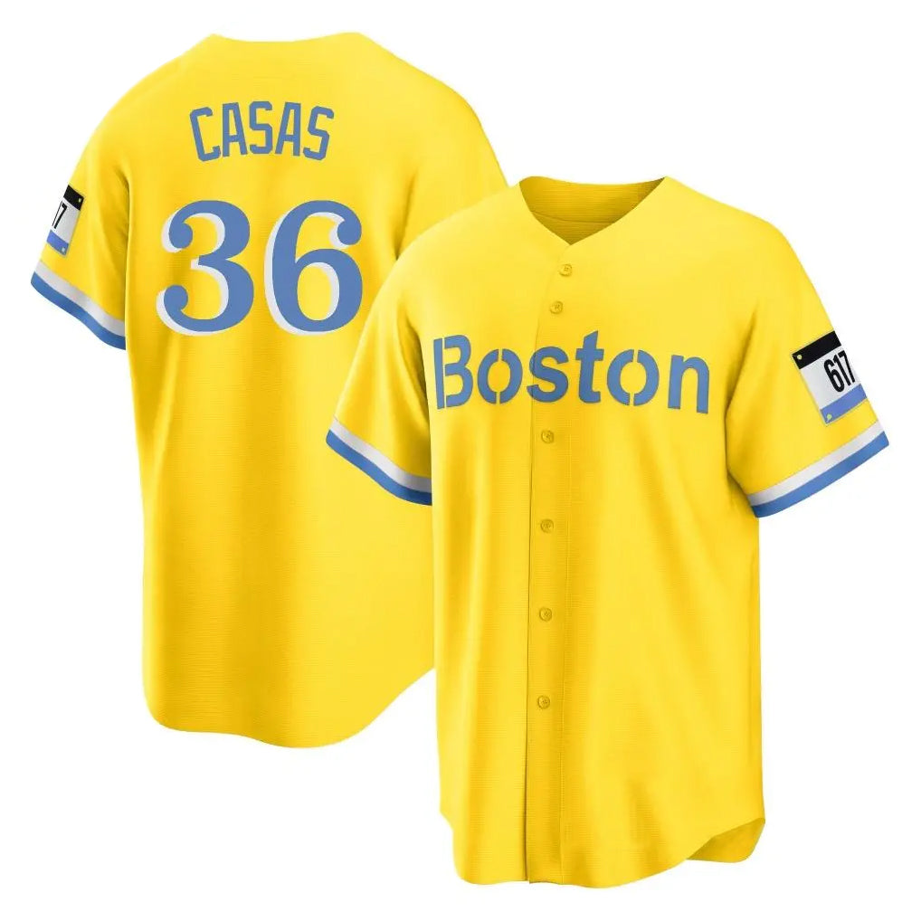 tocy B.Red Sox #36 Triston Casas Player Yellow Home Game Stitched Jersey