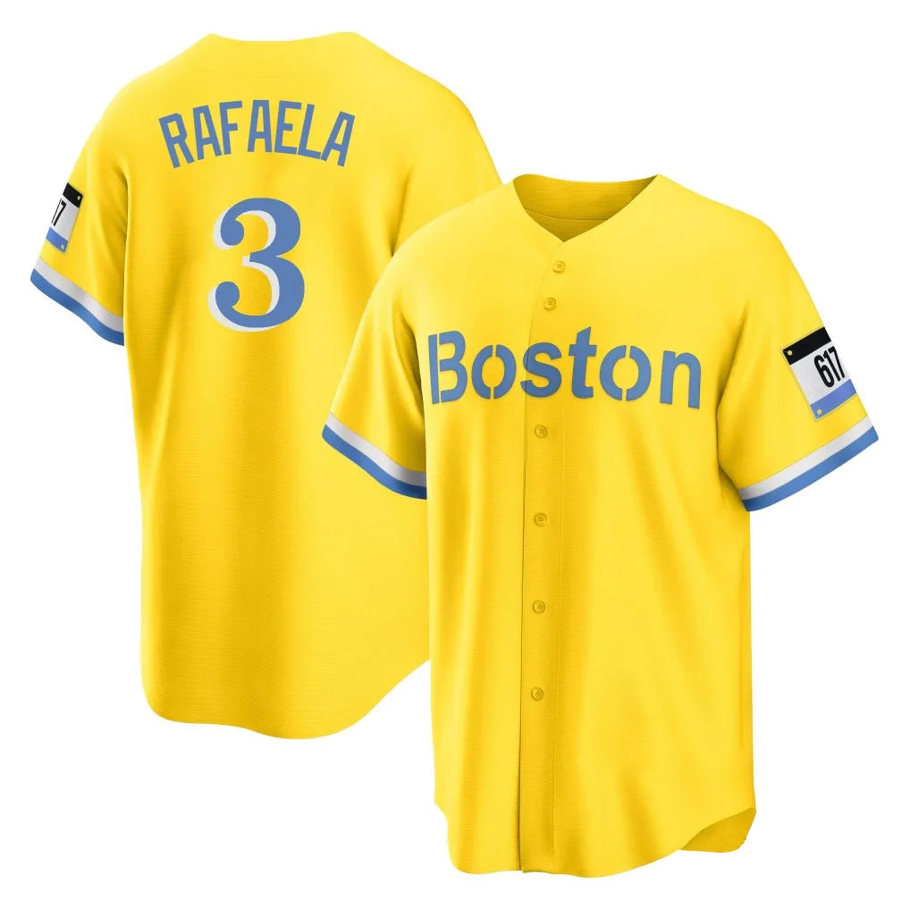 tocy B.Red Sox #3 Ceddanne Rafaela Player Yellow Home Game Stitched Jersey