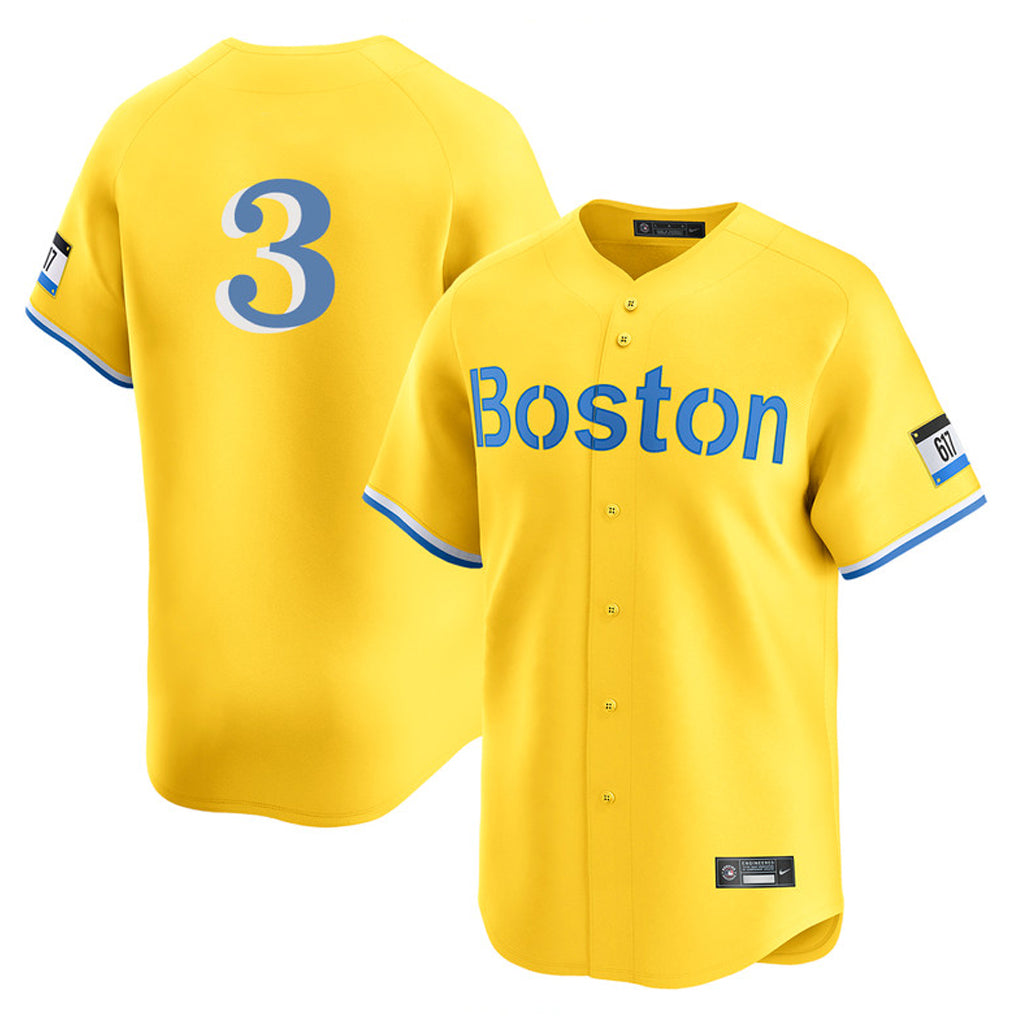tocy B.Red Sox #3 Ceddanne Rafaela Player Yellow Limited Home Game Stitched Jersey